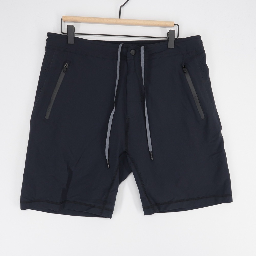 Mack Weldon Shorts Mens L Black Performance 4 Way Stretch Zip Pockets
